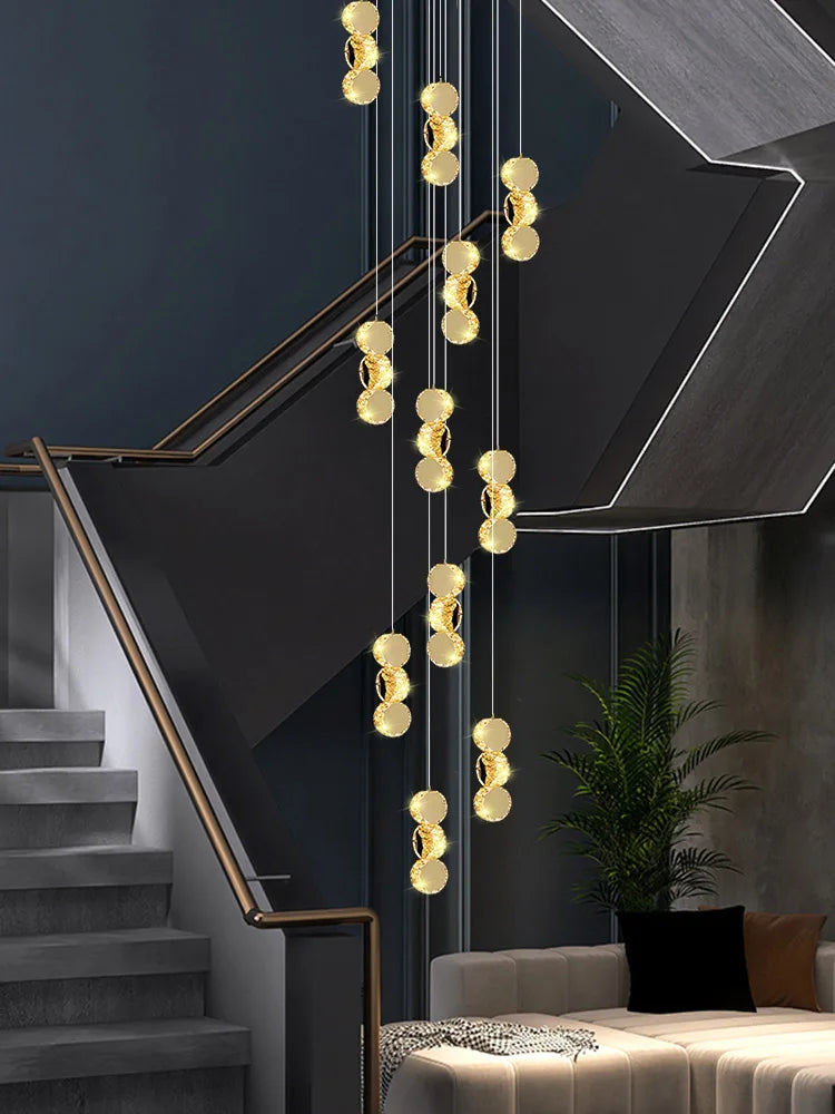 Gold Crystal Pendant Lamp 45-Head Design