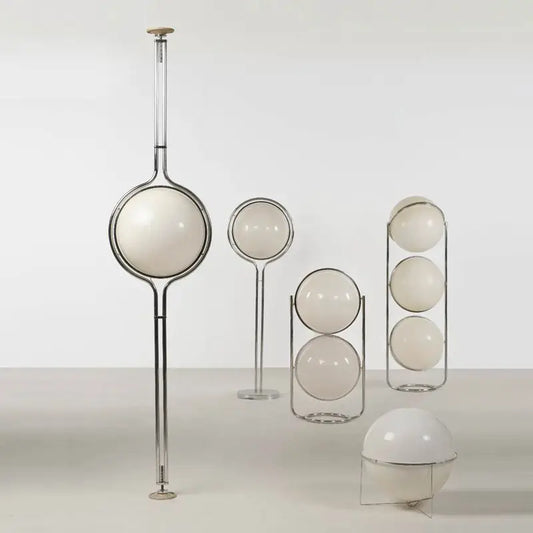 DecorBites™ LED Floor Lamp Chrome Metal Living Room Floor Light White Acrylic Ball