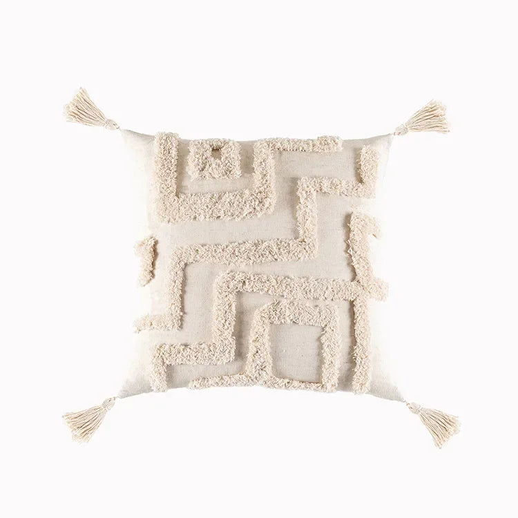 Decorbites™ Geometrisches Tufted Quasten Kissenbezug aus Baumwoll-Leinen Herbst-Kissenbezug