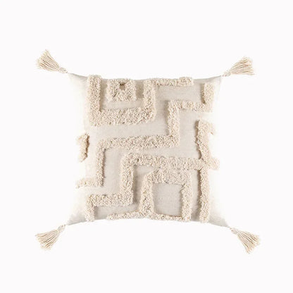 Decorbites™ Geometrisches Tufted Quasten Kissenbezug aus Baumwoll-Leinen Herbst-Kissenbezug