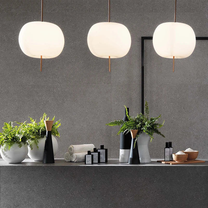 Glass LED Pendant Light Golden 33cm Diameter