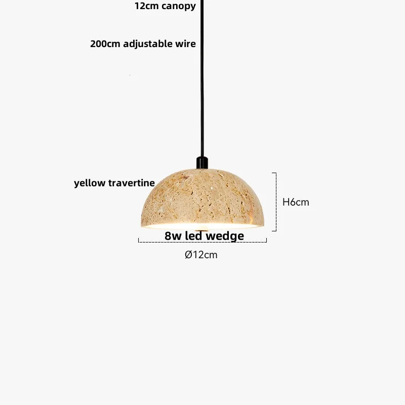 Decorbites™ LED Holz-Baldachin-Hängeleuchte Gelber Travertin-Stein Hängelampe