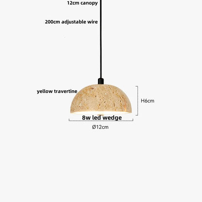 Decorbites™ LED Holz-Baldachin-Hängeleuchte Gelber Travertin-Stein Hängelampe