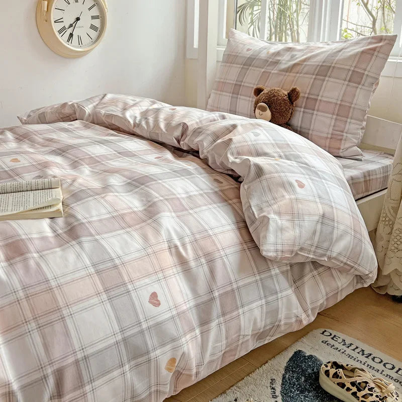 DecorBites™ Cotton Printed Student Bedding Set - All Seasons Queen Single Comforter Cover Set