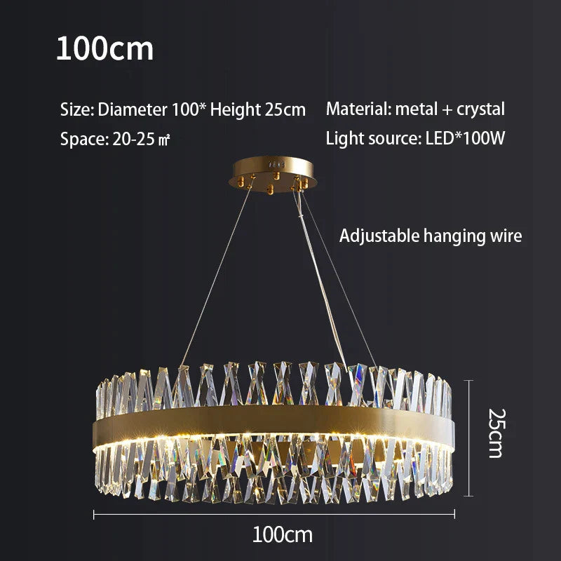 Crystal LED Ceiling Chandelier Oval 100cm