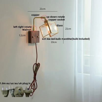 Decorbites™ Messing-LED-Wandleuchten Moderne Treppenleuchte mit blaugemustertem Glas Nachttischlampe