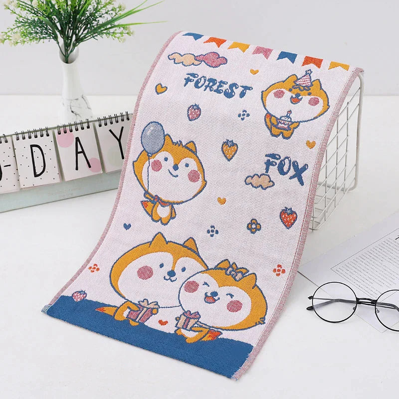 Decorbites™ Kinder-Cartoon-Gesichtstücher - Set aus 3 | Katzen-Motiv | 100% Baumwolle | 25*50cm