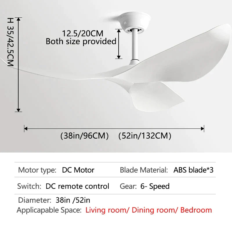 DecorBites™ 52" Modern Ceiling Fan with DC Remote Control for Home and Office