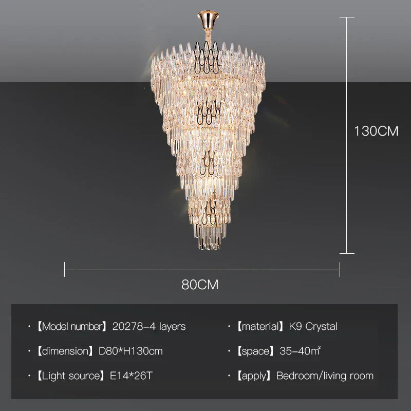 Decorbites™ Kristall-LED-Kronleuchter | Langes Treppenhaus-Villa-Licht | Moderne Luxus-Säulenlampe