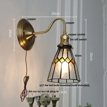 Decorbites™ Würfel-LED-Wandleuchte Wandlampe Wohn- Esszimmer Kupfer Glas Vintage E27 Spiegel-Licht