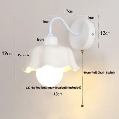 Decorbites™ Glas-Eisen-LED-Wandleuchte mit Zugschalter für Treppenbeleuchtung im Schlafzimmer