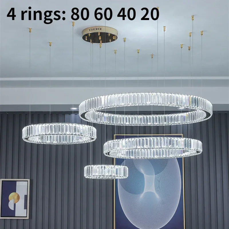 Decorbites™ Kristall-LED-Kronleuchter: Moderne Stahl-Hängeleuchte für luxuriöse Eingangshalle-Dekoration