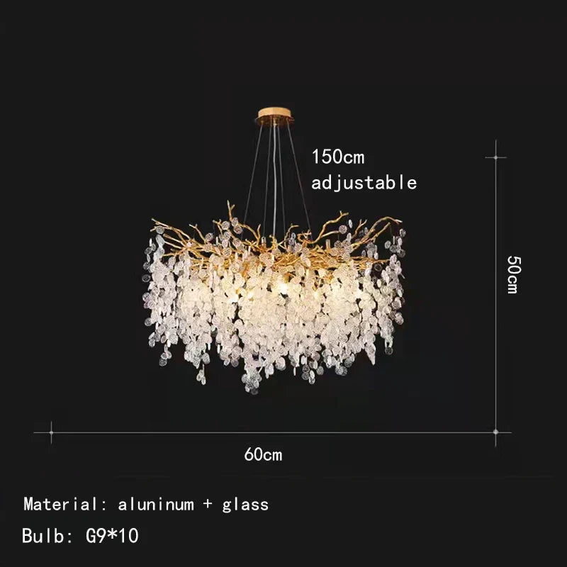 Decorbites™ Gold-Aluminium-Kristall-Kronleuchter für elegante Beleuchtung im Esszimmer