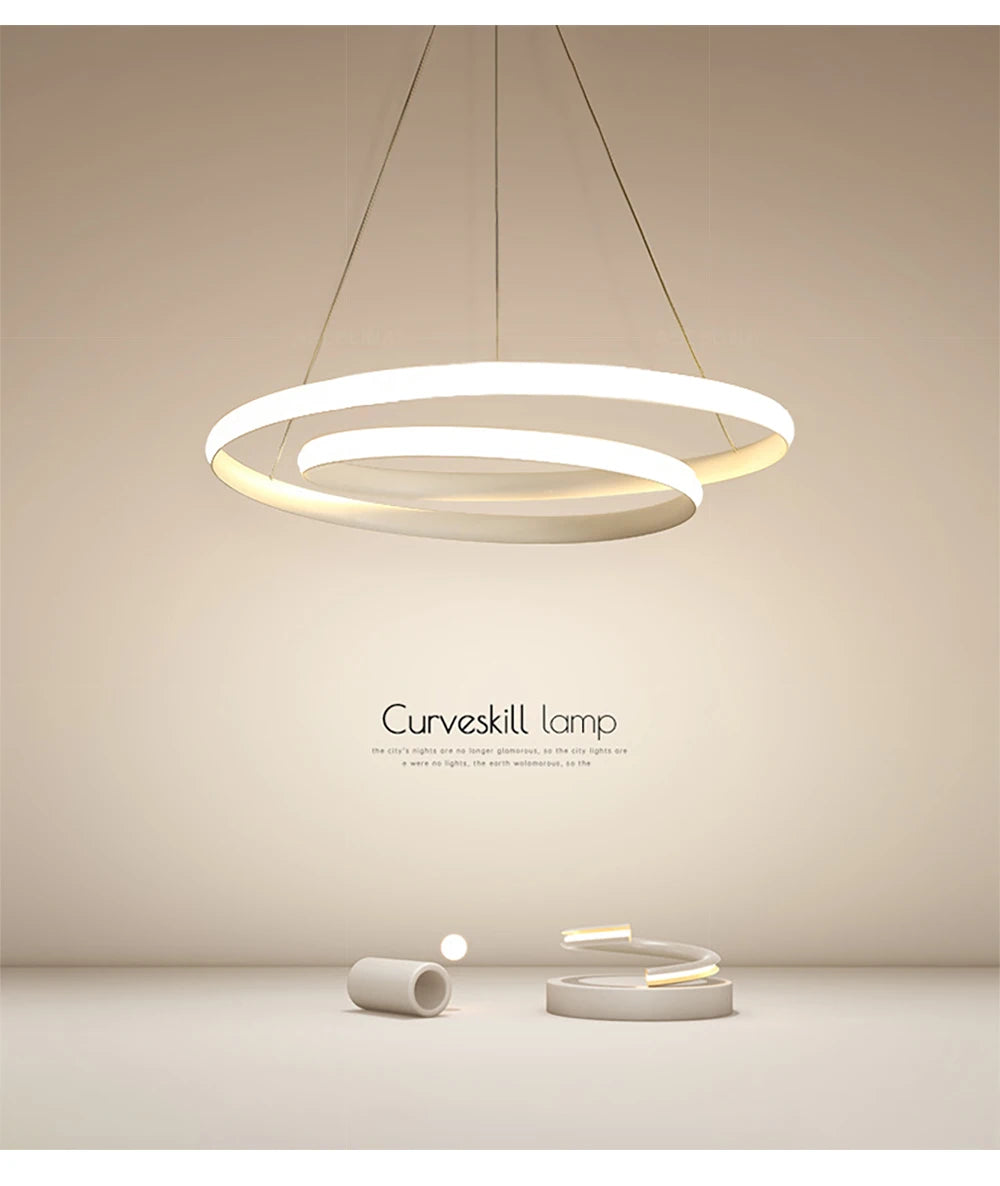 Nordische LED-Hängeleuchte Minimalistisches Doppelring-Design in Schwarz und Weiß Hauptlicht für Wohnzimmer Schlafzimmer Esszimmer Villa