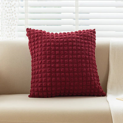 DecorBites™ Cream Style Elastic Puff Plaid Cushion Cover 45*45CM Home Decor