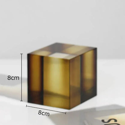 Decorbites™ Kristallwürfel-Ornamente Klare Glas-Skulptur Schreibtisch-Dekoration Geometrisch Gestuftes Quadrat