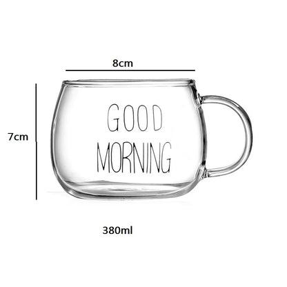 Decorbites™ Süße Brief-Glasbecher, 380ml: Erdbeerentee-Kaffee-Tasse, Frühstücks-Milch-Getränkeutensil