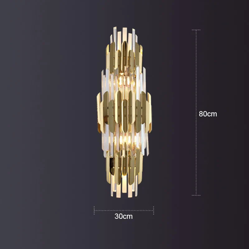 Gold Crystal Wall Lamp 80cm With Crystal Shade
