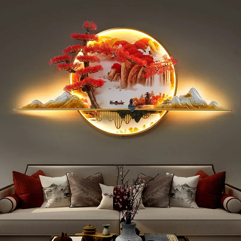 DecorBites™ LED Landscape Pine Picture Wall Light for Home Decor