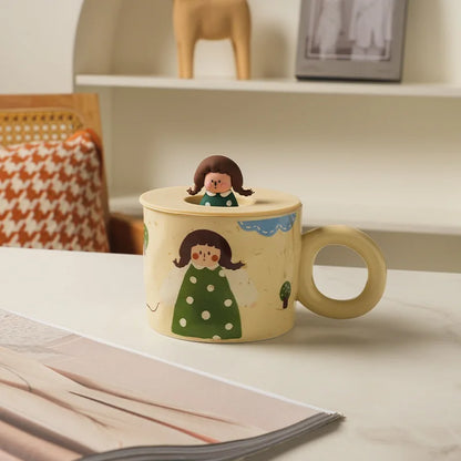 DecorBites™ Creative Ceramic Coffee Mug with Lid for Couples