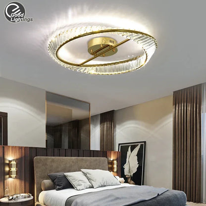 Decorbites™ Goldener Ring-Kristall-LED-Deckenleuchter für Schlafzimmer, Wohnzimmer und Flur