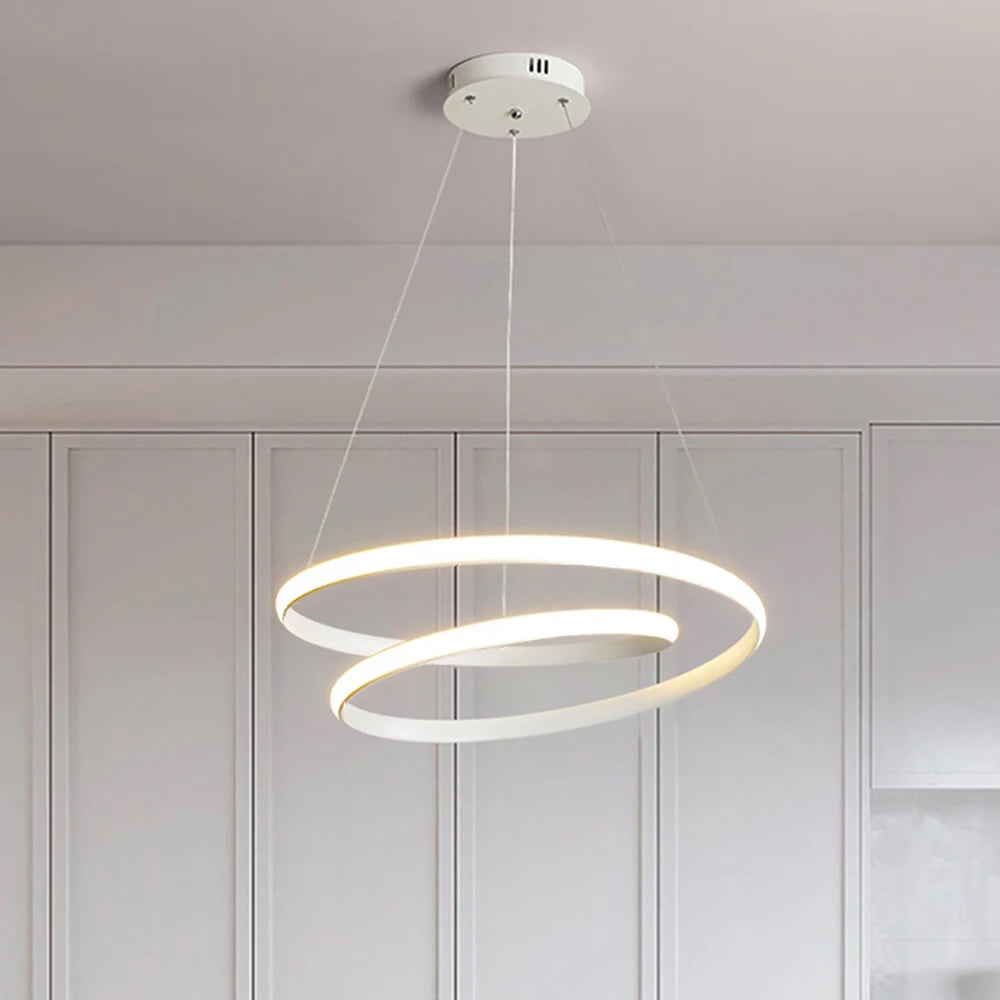 Nordische LED-Hängeleuchte Minimalistisches Doppelring-Design in Schwarz und Weiß Hauptlicht für Wohnzimmer Schlafzimmer Esszimmer Villa