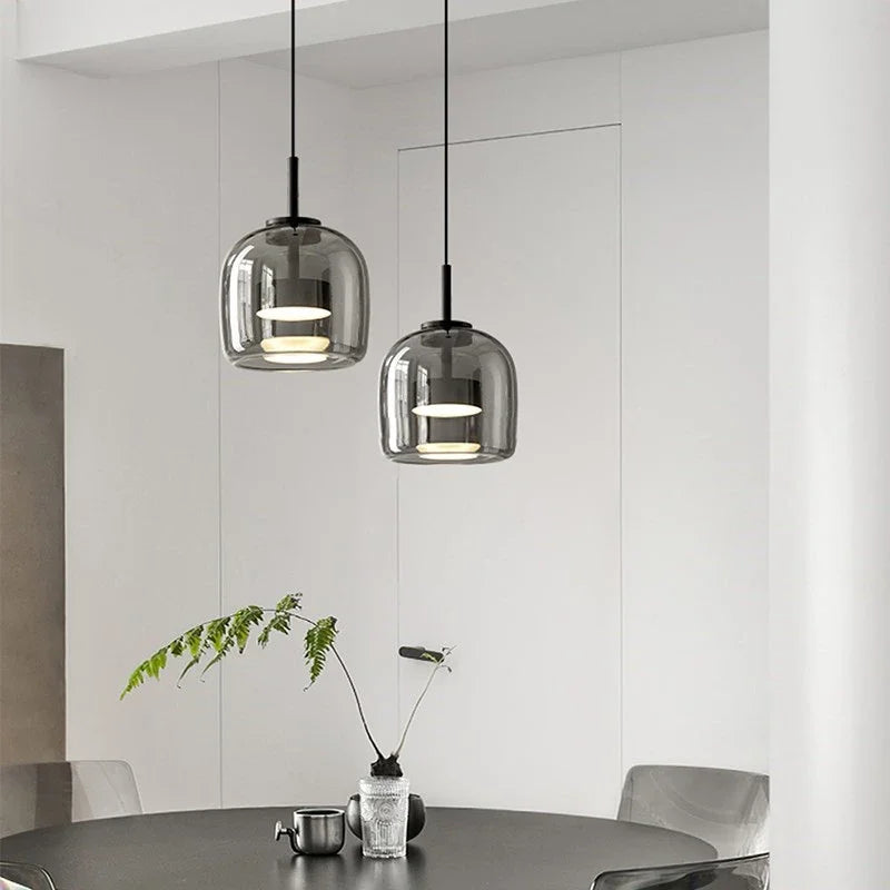 Decorbites™ Glas-Schalen-Kronleuchter: Moderne nordische LED-Rauch-Glasleuchte für Esszimmer, Bar – Innenraum-Dekorationsbeleuchtung