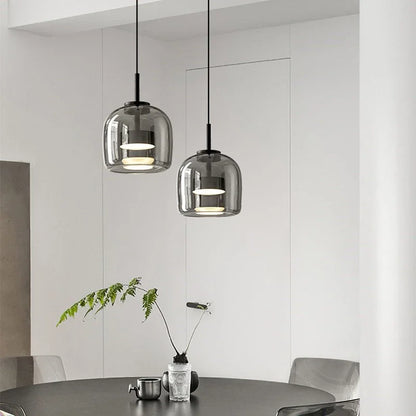 Decorbites™ Glas-Schalen-Kronleuchter: Moderne nordische LED-Rauch-Glasleuchte für Esszimmer, Bar – Innenraum-Dekorationsbeleuchtung