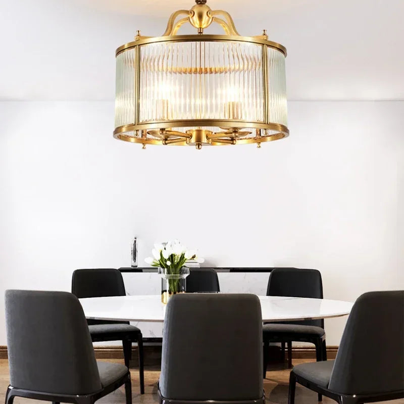 Copper Glass Pendant Light 5-Light D60cm