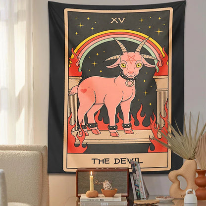 Decorbites™ Teufel Tarot Ziegen Wandhänger Tapisserie - Heimdekoration Hippie Studentenzimmer