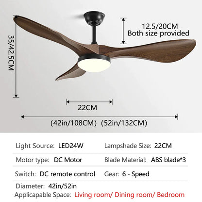 Decorbites™ 132 cm Moderner Deckenventilator mit Licht & Steuerung - Starker Wind, Einfaches Design
