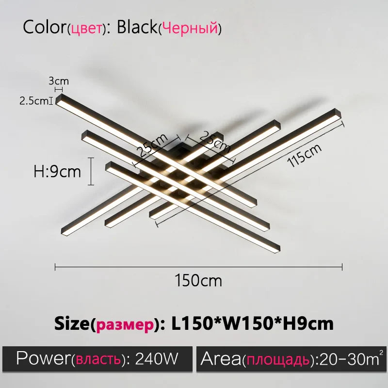 Decorbites™ Schwarze LED-Deckenleuchte Chandelier: Nordisch-minimalistisches Quadrat für Wohnzimmer- und Schlafzimmerbeleuchtung