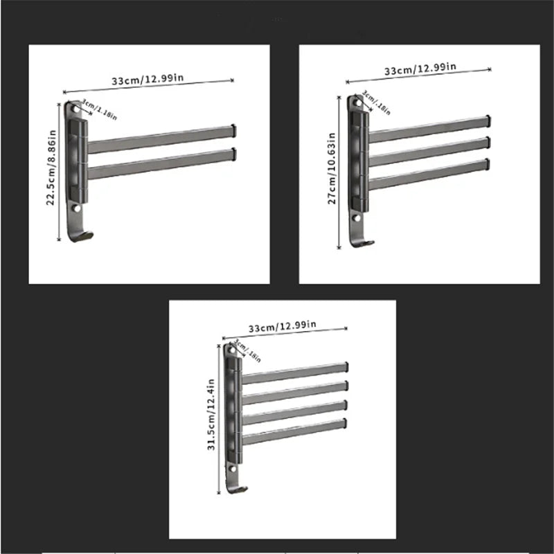 Decorbites™ Grauer Aluminium-Drehhandtuchhalter: Wandmontierter klappbarer Badehandtuchhalter