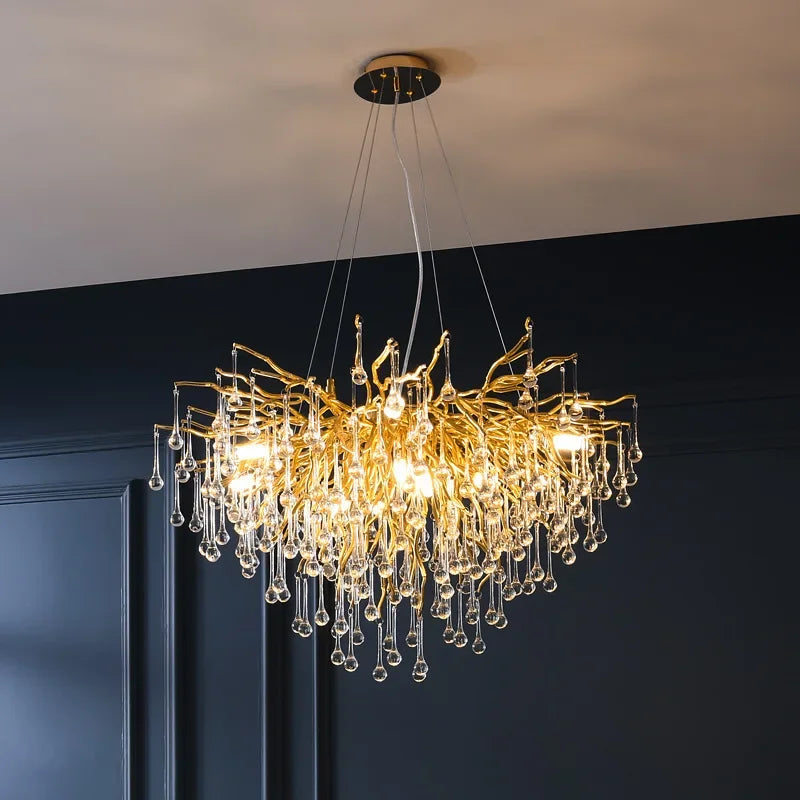 Decorbites™ Kupferzweig-Wasser-Kristall-Lüster für luxuriöses Wohnzimmer und Salon