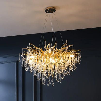 Decorbites™ Kupferzweig-Wasser-Kristall-Lüster für luxuriöses Wohnzimmer und Salon