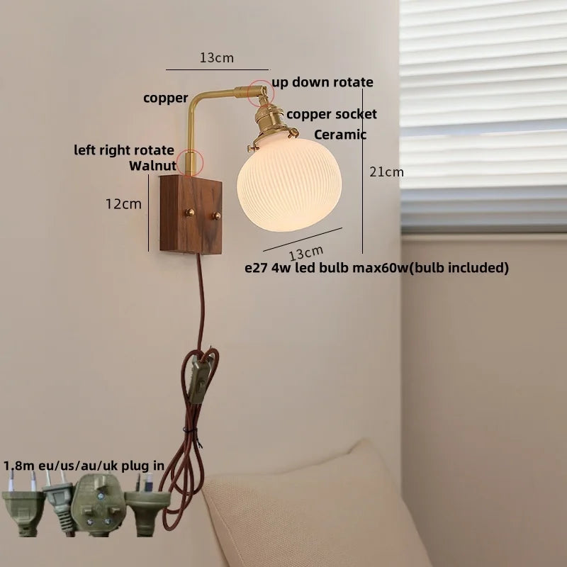 Ceramic Walnut Wall Sconce