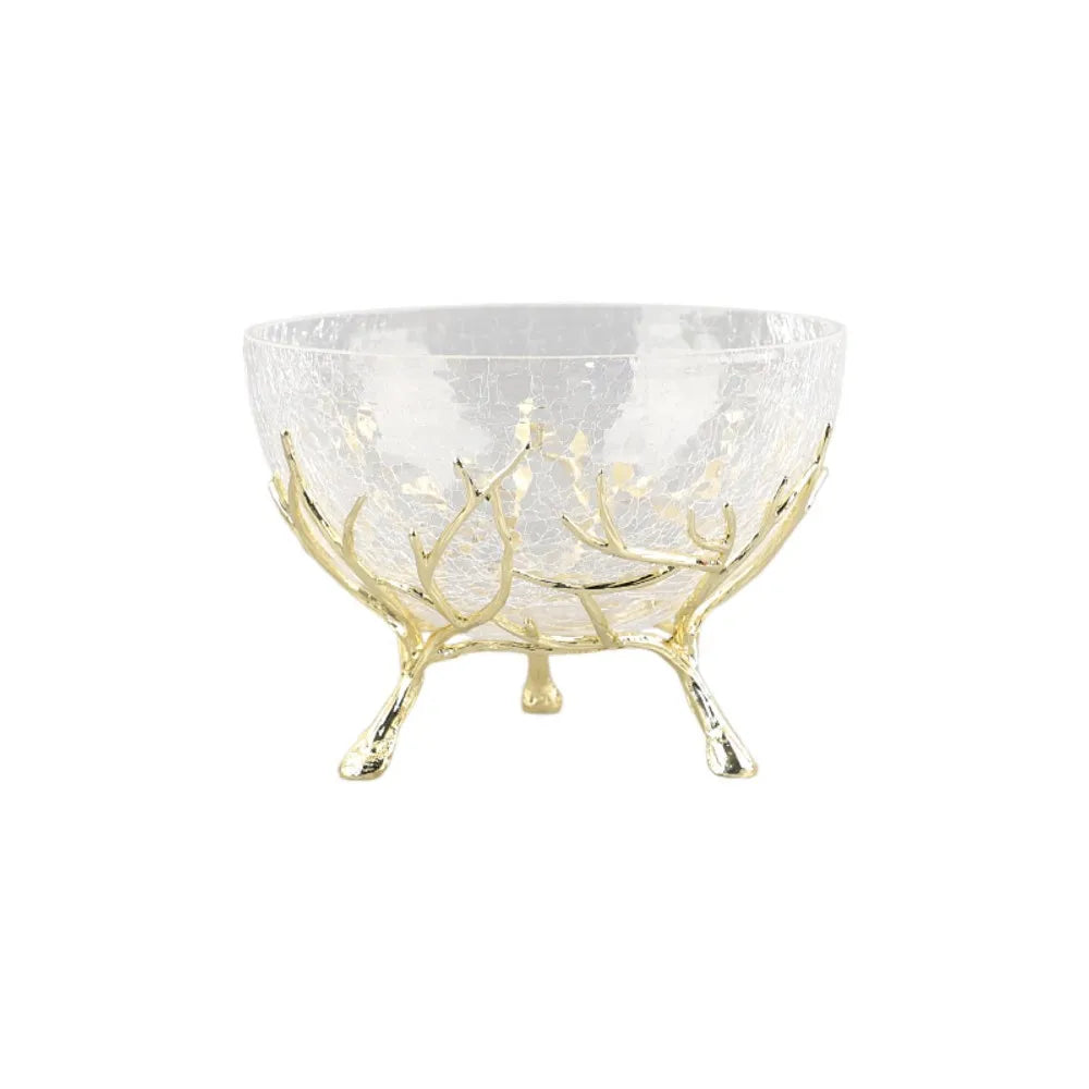 Decorbites™ Goldener Ast Glas Obstteller: Stilvolles Aufbewahrungsgefäß für Zuhause & Dekorationsaccessoire