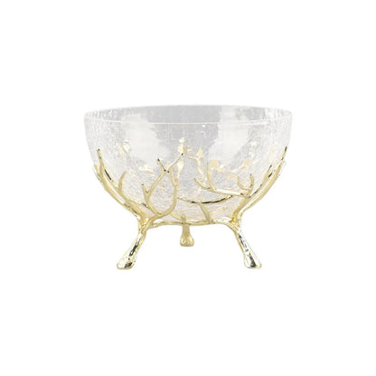 Decorbites™ Goldener Ast Glas Obstteller: Stilvolles Aufbewahrungsgefäß für Zuhause & Dekorationsaccessoire