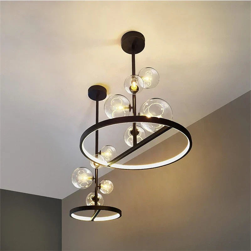 Decorbites™ Glasball-LED-Kronleuchter: Moderne lange Pendelleuchte für Wohnzimmer und Geschäft