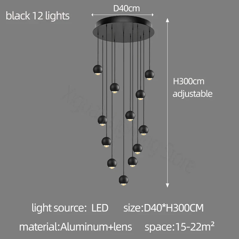 Metal Globe Lens Chandelier