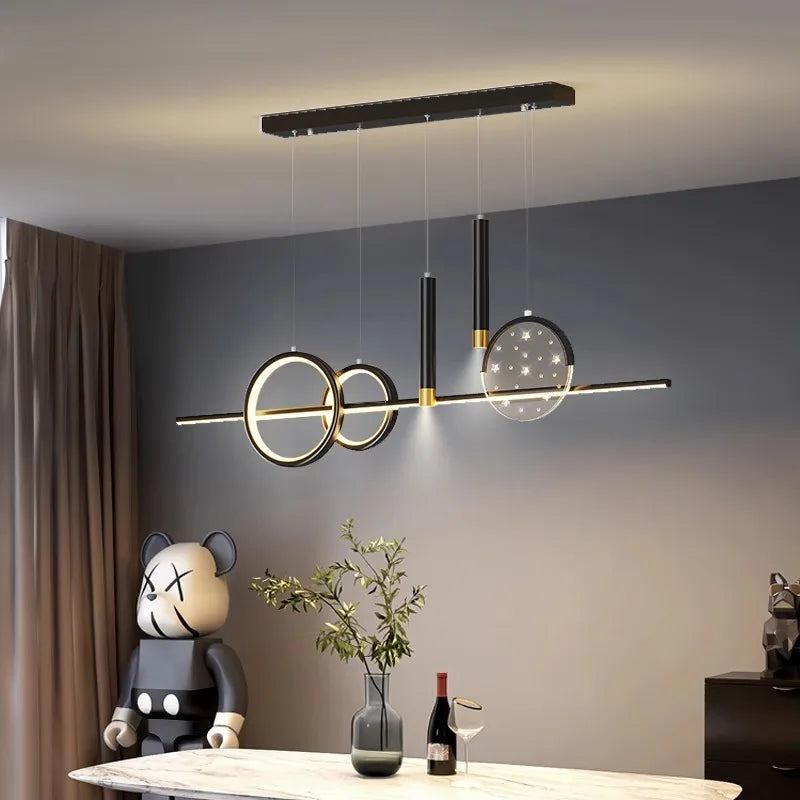 Brushed Gold LED Chandelier Black 100cm Dining