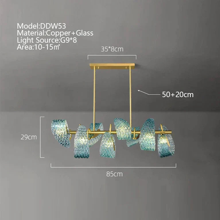Decorbites™ LED Art-Deco-Blaupfau-Blätter-Kupfer-Deckenleuchter für das Wohnzimmer