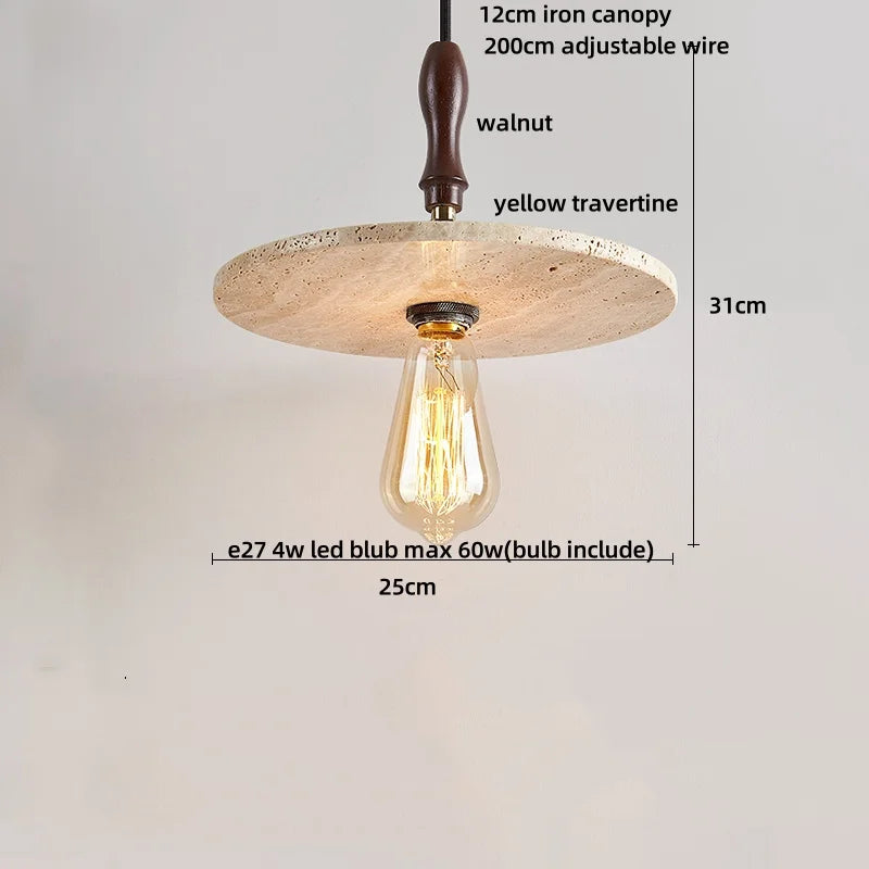Decorbites™ LED-Drehknopf-Schalter-Pendant-Lampe Gelber Travertin Kupfer Wabi-Sabi Hängelampen