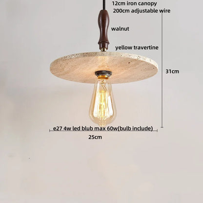 Decorbites™ LED-Drehknopf-Schalter-Pendant-Lampe Gelber Travertin Kupfer Wabi-Sabi Hängelampen