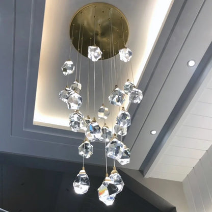 DecorBites™ Diamond Crystal Chandelier Staircase LED Large Living Room Hall Lighting