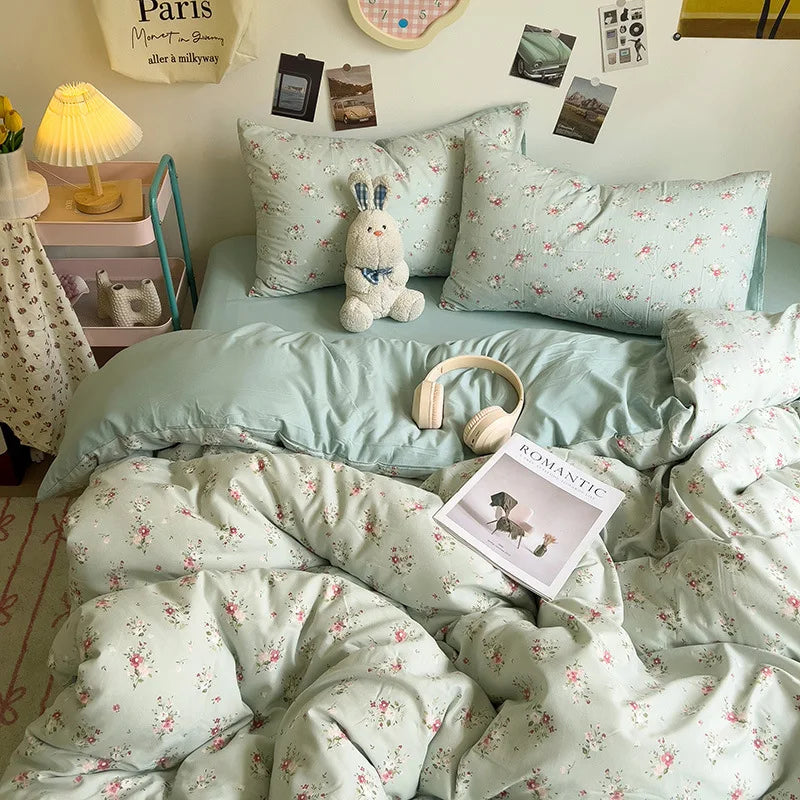 Decorbites™ Korean Floral Print Einzelbettwäschebezug: Süßer Komfort, ganzjährig, hautfreundlich