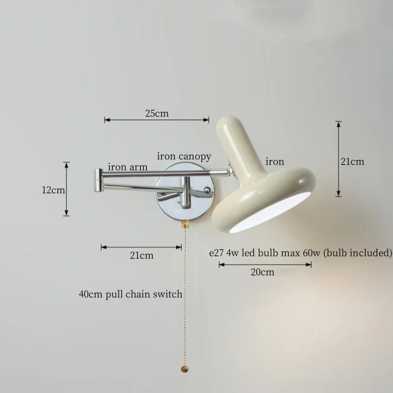 DecorBites™ Cream LED Swing Arm Wall Lamp for Living Room Bedroom Mirror Stair Light