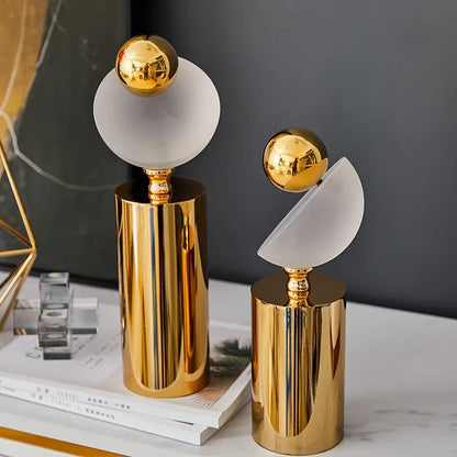 DecorBites™ Geometric Golden Ball Frosted Glass Ornament Home Decor