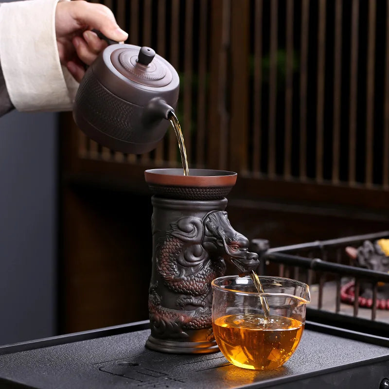 Decorbites™ Drachen-Teeblatt-Trichterfilter für Kung-Fu-Tee, Keramik-Tischdekoration