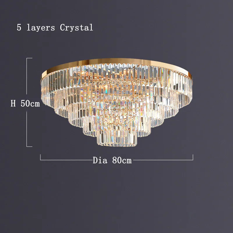 Gold Crystal Ceiling Fixture 60cm Diameter